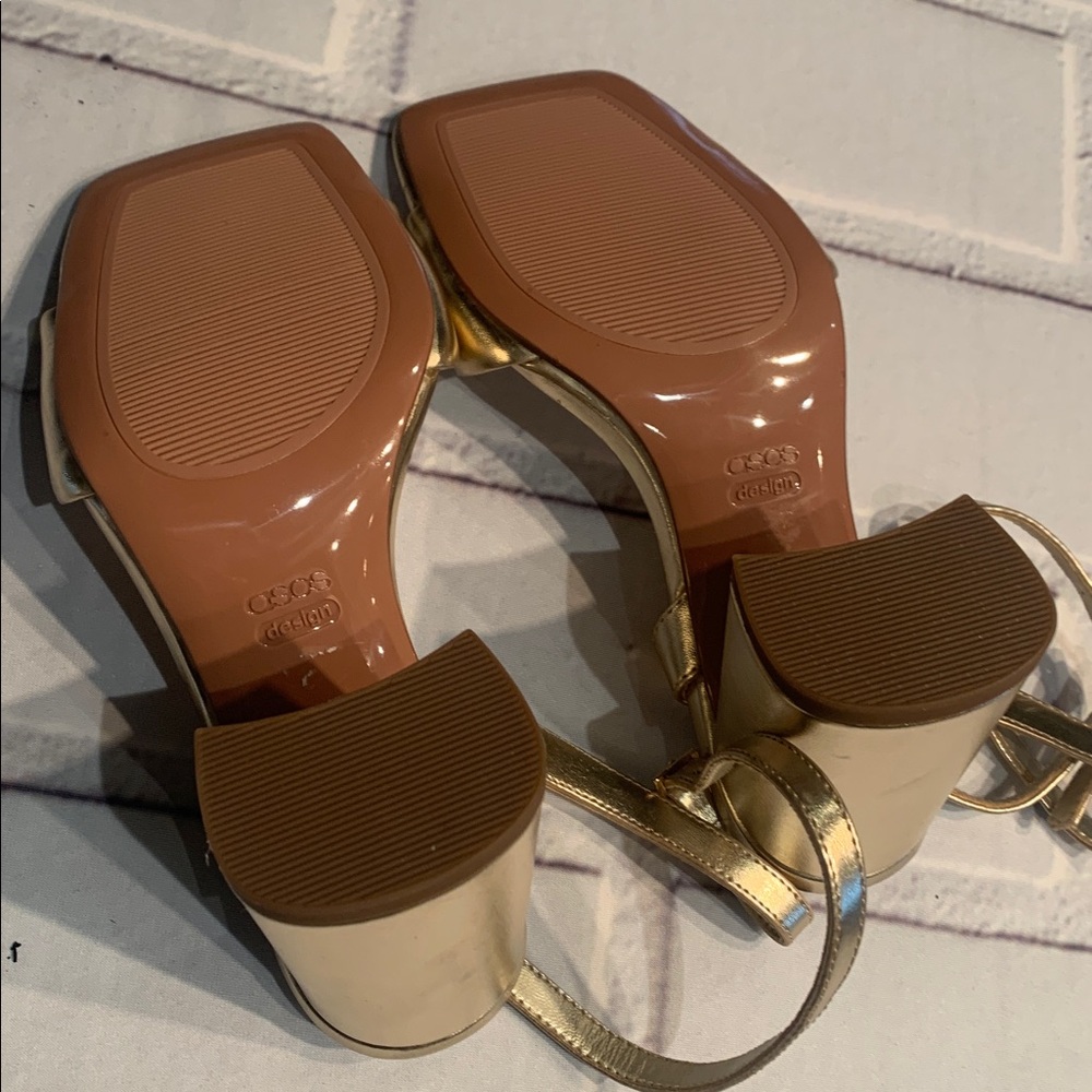 ASOS Gold Block Heel Sandals - Picture 5 of 11